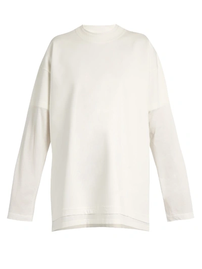 Vetements X Hanes Long-sleeved Double-layer Cotton T-shirt In Off-white
