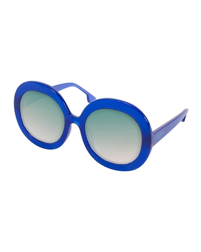 Alice And Olivia Melrose Round Sunglasses, Blue
