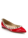 Valentino Garavani Rockstud Patent Leather Ballet Flats In Red