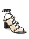 Valentino Women Black Rockstud Leather Heels, 6.5 Luxury Pumps & Heels For Women Darveys In Black