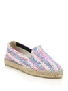 MANEBI Ibiza Tweed & Denim Stripe Espadrille Flats