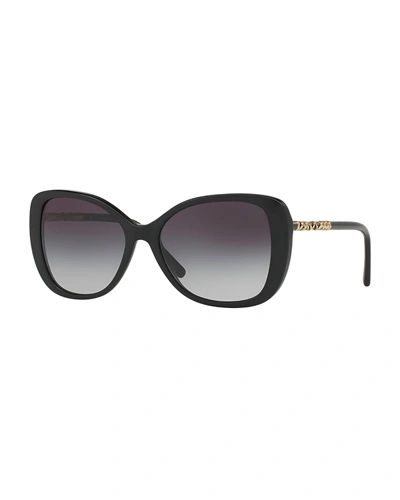 Burberry Gradient Metal-trim Square Butterfly Sunglasses In Black