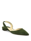 Paul Andrew Rhea Suede Slingback Flats In Olive