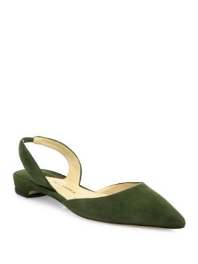Paul Andrew Rhea Suede Slingback Flats In Olive