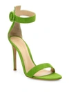 Gianvito Rossi Portofino Suede Ankle-strap Sandals In Avocado