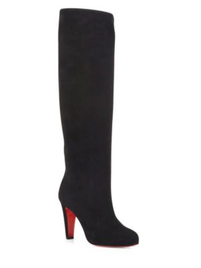 Shop Christian Louboutin Dorififa 85 Tall Suede Boots In Black
