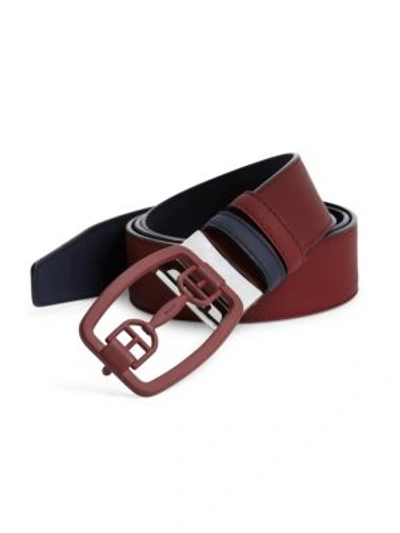 Bally Logo Buckle   Leather Belt In Dark Red
