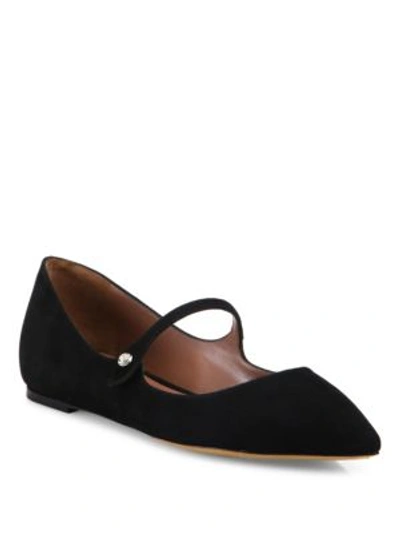 Shop Tabitha Simmons Hermione Velvet Point Toe Mary Jane Flats In Black