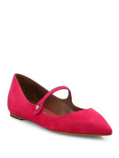 Tabitha Simmons Hermione Velvet Point Toe Mary Jane Flats In Fuxia