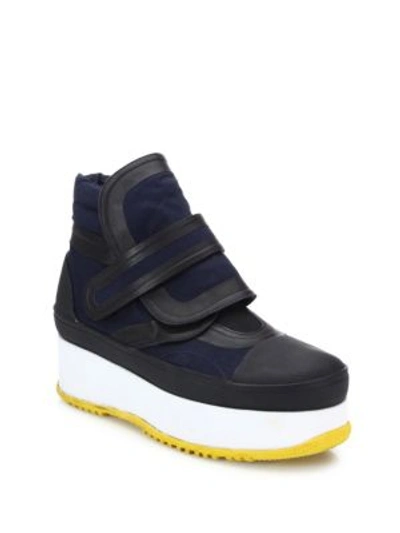 Shop Marni Grip-tape Platform Sneakers In Night Blue