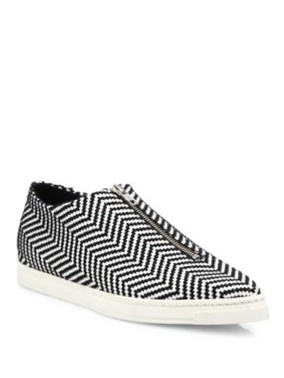 Shop Stella Mccartney Sligo Zigzag Zip-front Sneakers In Black-white