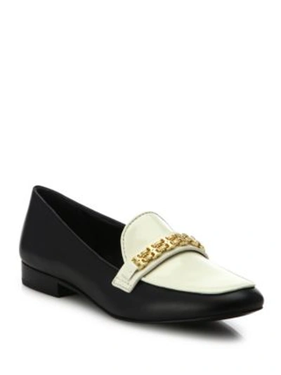 Shop Tory Burch Gemini Link Leather Loafers In Black Beach