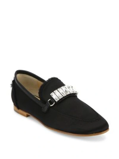 Shop Giuseppe Zanotti Fringed Silk Loafers In Black