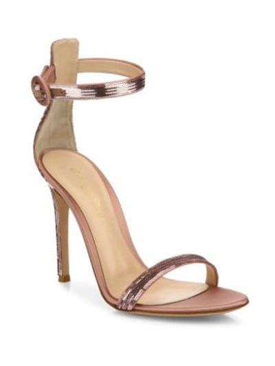 Gianvito Rossi Sequin Ankle-strap Sandals In Praline