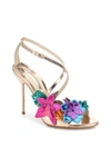 SOPHIA WEBSTER Hula Floral-Embellished Metallic Leather Crisscross Sandals