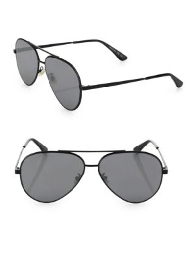 Shop Saint Laurent Classic 11 Zero 60mm Double-bridge Aviator Sunglasses In Black