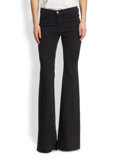 Shop Frame Women's Forever Karlie High-rise Supermodel Length Flare Jeans In Noir