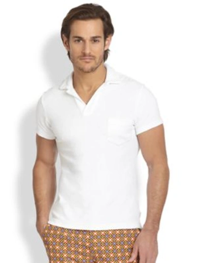 Shop Orlebar Brown Terry Cotton Polo In White