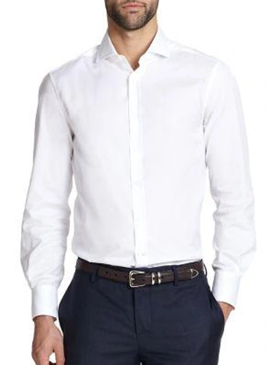 Shop Brunello Cucinelli Slim-fit Cotton Button-down Shirt In White