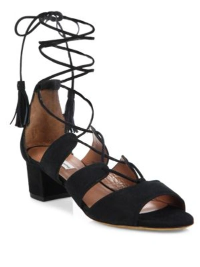 Tabitha Simmons Isadora Suede Lace-up Sandal, Black
