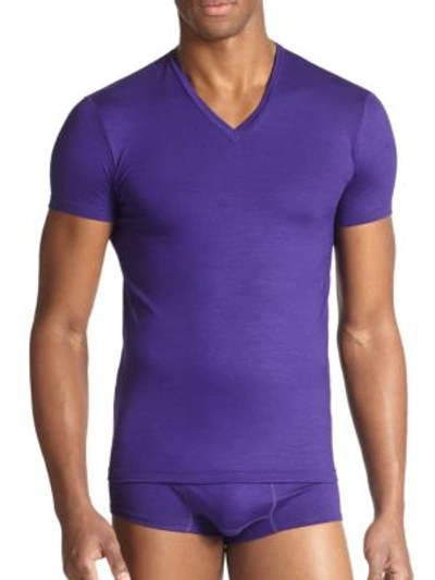 Shop Dsquared2 Slim Fit Jersey V-neck Tee In Purple