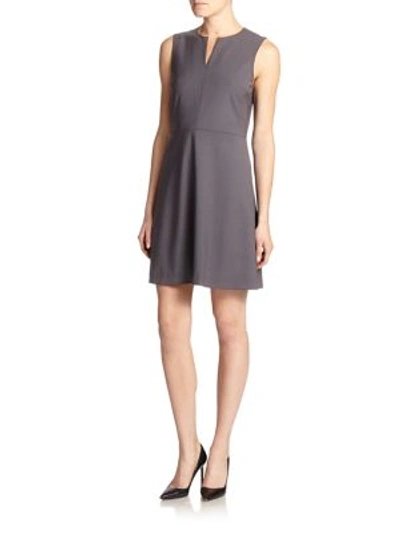 Theory Miyani Edition Wool-blend Flare Dress In Charcoal