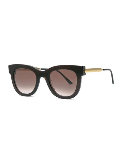 Thierry Lasry Rounded Square Chevron Sunglasses, Brown, Brown Smoke