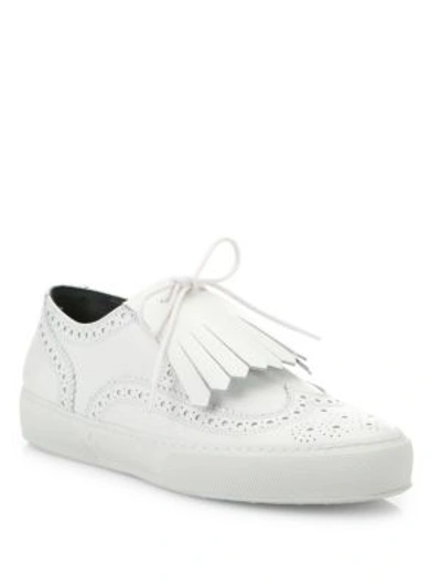 Robert Clergerie Tolka   Leather Brogue Sneakers In White Calf