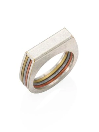 Shop Maison Margiela Chain Tri-tone Ring In Silver