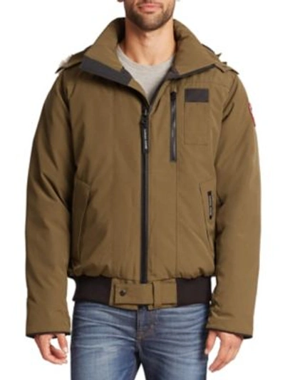 Shop Canada Goose Borden Fur-trimmed Puffer Jacket In Military Green