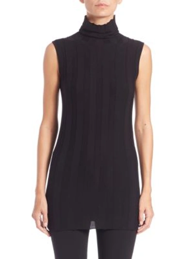 Shop Derek Lam Ribbed Sleeveless Turtleneck Top In Black