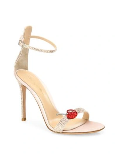 Shop Gianvito Rossi Cherry Portofino Crystal Ankle-strap Sandals In Rosa