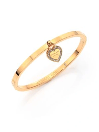 Michael Kors Heritage Logo Heart Charm Bangle Bracelet/goldtone