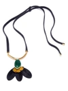 MARNI Petal Horn & Leather Pendant Necklace