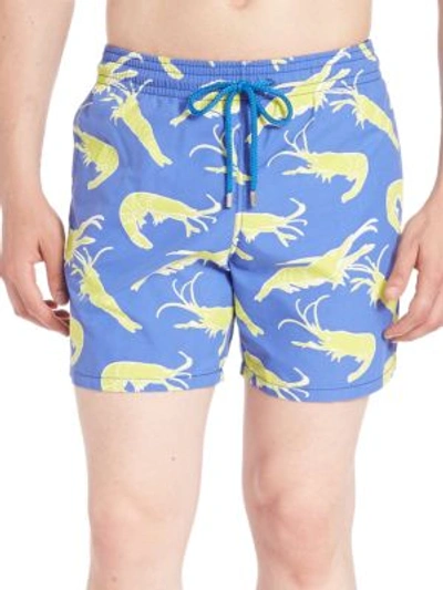 Shop Vilebrequin Moorea Shrimp Printed Swim Shorts In Blue