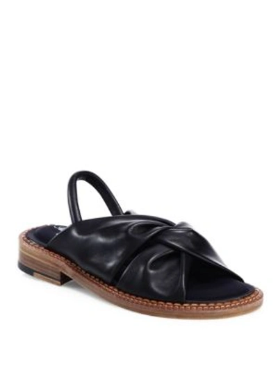 Shop Robert Clergerie Bloss Knot Tie Leather Slingbacks In Black