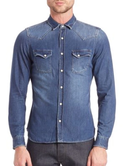 Shop The Kooples Denim Button-down Shirt In Blue