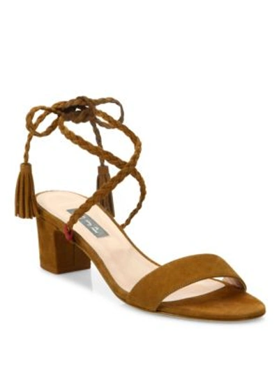 Sjp By Sarah Jessica Parker Elope Suede Lace-up Sandals In Cognac