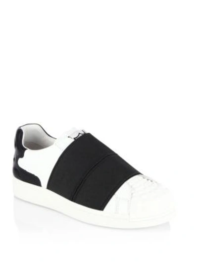 Shop Ash Clip Textured Slip-on Sneakers In White-black