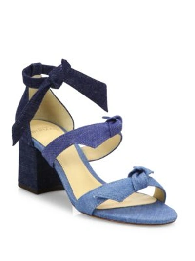 Shop Alexandre Birman Mary Bow Colorblock Denim Block Heel Sandals In Mariner