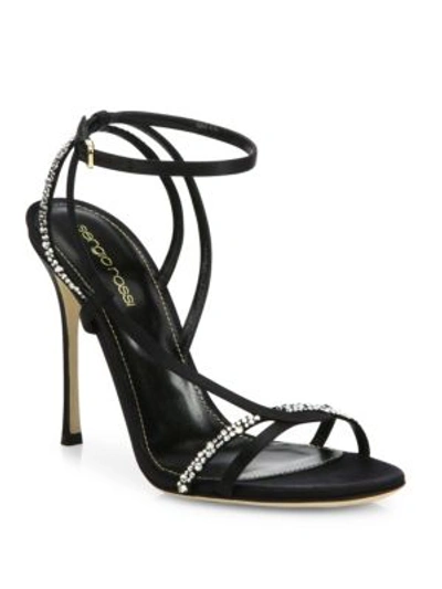 Shop Sergio Rossi Lexington Swarovski Crystal Strappy Sandals In Black