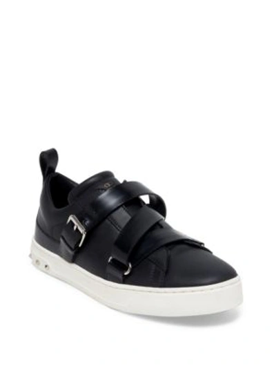 Shop Valentino Women's V-punk Leather Sneakers In Black