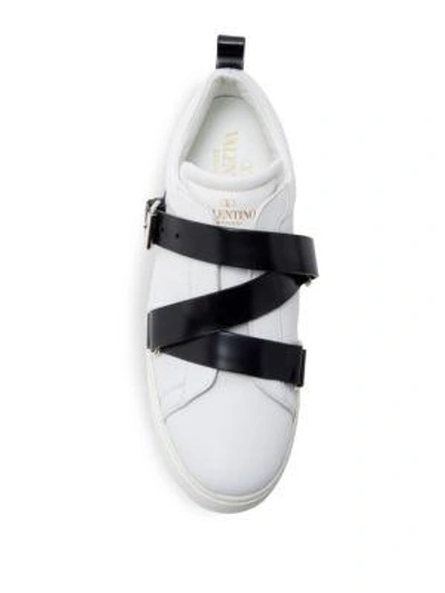 Shop Valentino Women's V-punk Leather Sneakers In Black