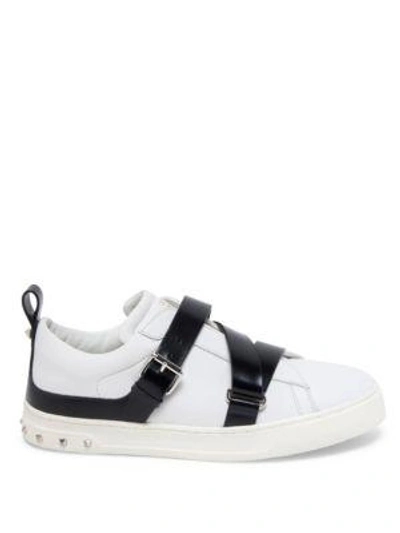 Shop Valentino Women's V-punk Leather Sneakers In Black