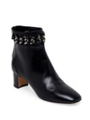 VALENTINO GARAVANI Metal-Weave Leather Block Heel Booties