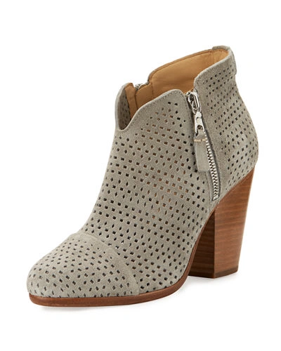 Rag & Bone Margot Perforated Suede Ankle Boot, Gray