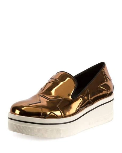 Stella Mccartney Binx Metallic Star Platform Skate Sneaker, Old Gold/black In Gold/ Black