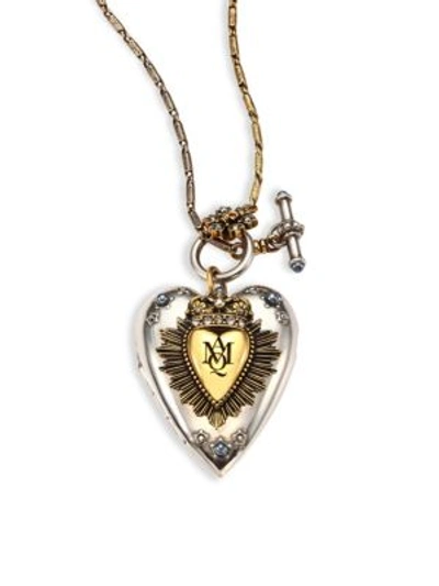 Shop Alexander Mcqueen Heart Locket Necklace In Silver-gold