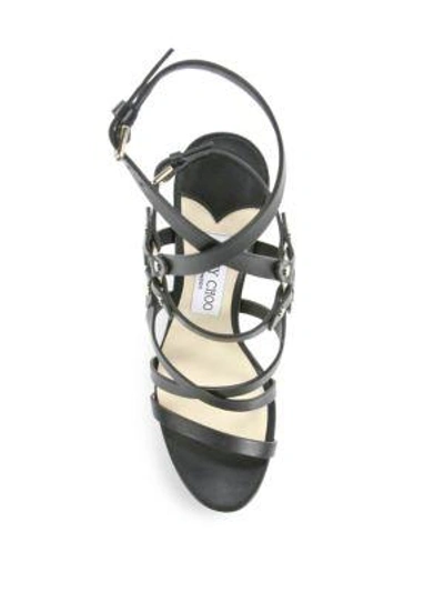 Shop Jimmy Choo Monica Leather Sandals In Cuoio Light Gold