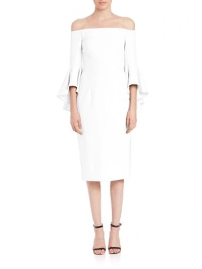 Shop Milly Selena Italian Cady Bell Sleeve Dress In White